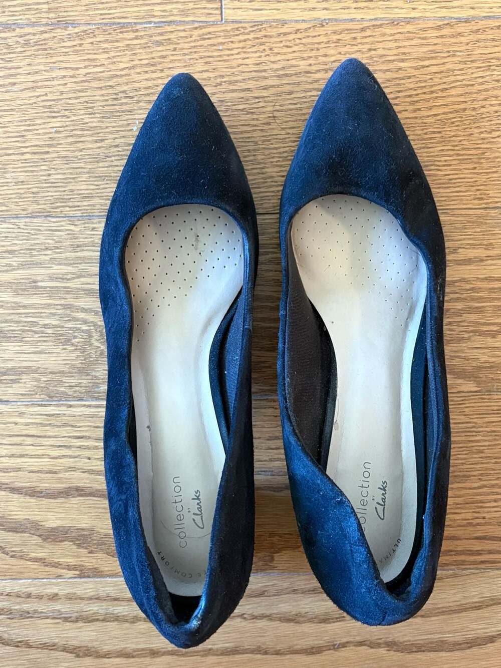 Clarks Shondrah Ruby Black Suede Block Heel Pumps Size 8